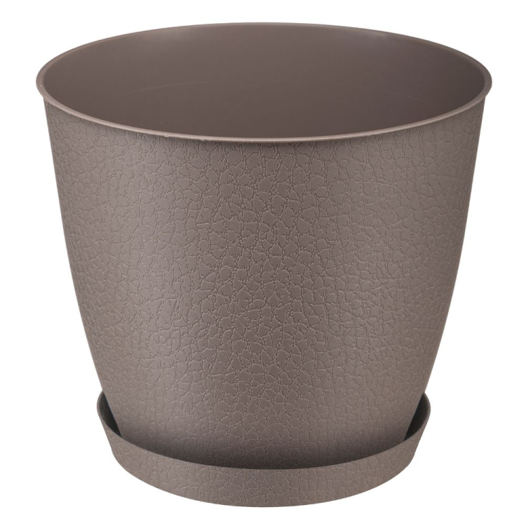 Doniczka z podstawką PELLA 22cm taupe